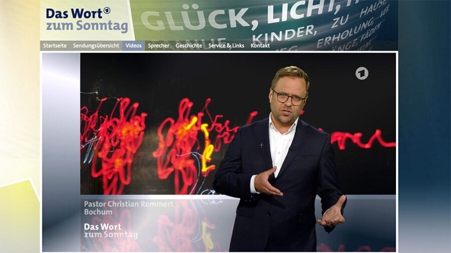 Pastor Christian Rommert in der ARD-Sendung „Wort zum Sonntag“. Screenshot: www.daserste.de