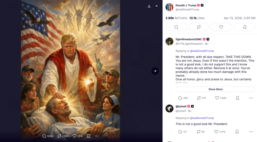 Der Post des US-Präsidenten Donald Trump auf seiner Plattform Truth Social. Das Bild wurde inzwischen wieder gelöscht. Screenshot: truthsocial.com/@realDonaldTrump