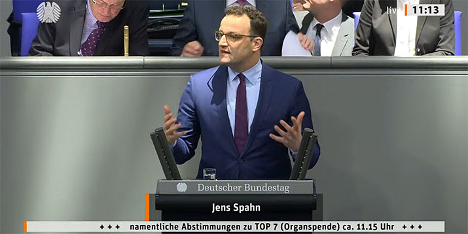 Bundesgesundheitsminister Jens Spahn. Screenshot: Bundestag Livestream