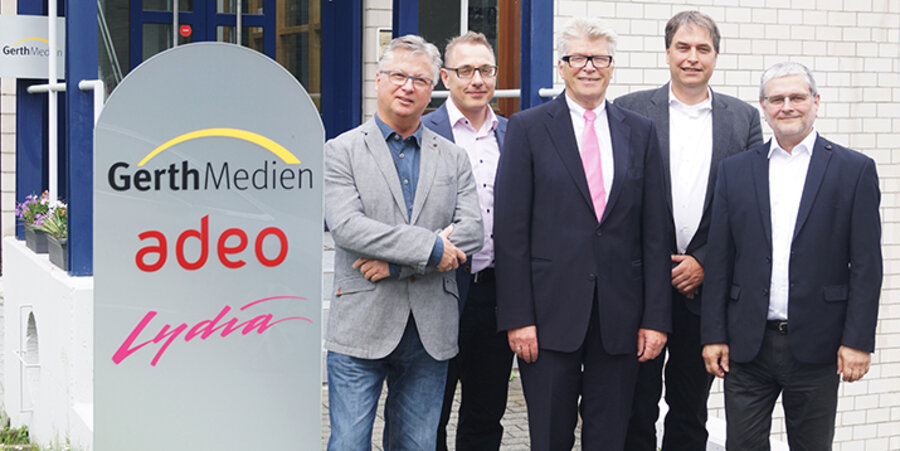 v.l.: Peter Butenuth, Marco Abrahms, Friedhelm Loh, Stefan Wiesner, Ulrich Eggers. Foto: SCM-Verlagsgruppe