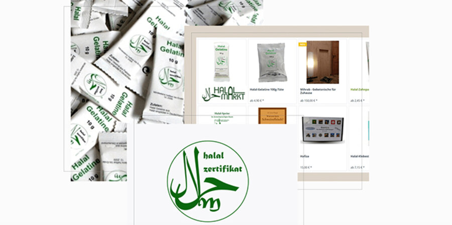 Das Siegel soll Kunden vermitteln, dass Lebensmittel nach islamischem Gesetz erlaubt („halal“) sind. Screenshot: m-haditec.de