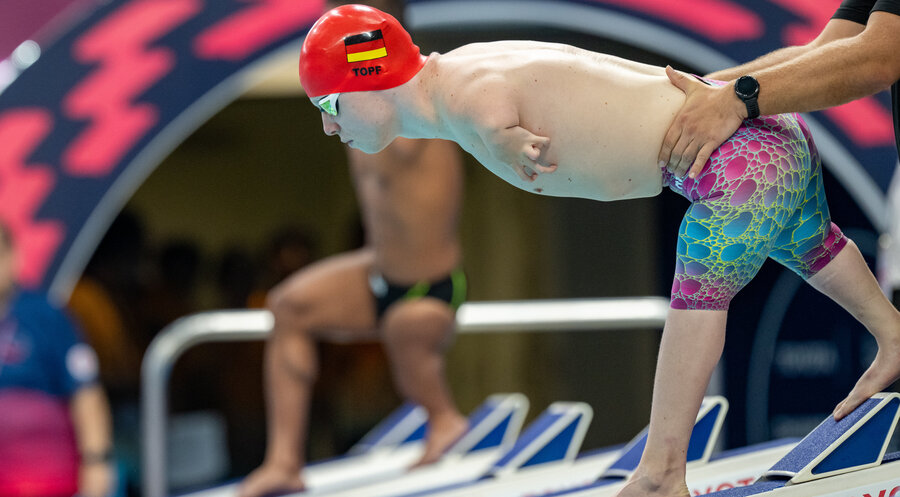 Josia Topf bei der Para-Schwimm-WM in Singapur. Foto: picture alliance / Ralf Kuckuck Photography | Ralf Kuckuck