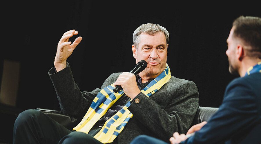 Rief die Kirchen zu mehr Engagement beim Lebensschutz auf: Der bayerische Ministerpräsident Markus Söder (CSU) beim Katholikentag in Würzburg. Foto: Katholikentag