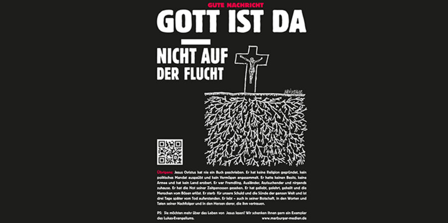 Die Anzeige zur Aktion „Gott ist da“ in der FAZ. Foto: Stiftung Marburger Medien