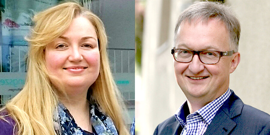 v. l.: Die Bundessprecherin der „Christen in der AfD“, Anette Schultner, und Stadtdekan für Stuttgart der Evangelischen Landeskirche in Württemberg, Søren Schwesig. Fotos: idea/Rösler / PR