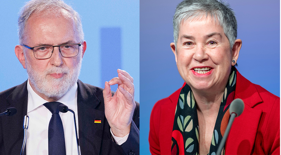 Der Vorsitzende der „Christen in der AfD“, Joachim Kuhs, und die Präsidentin des Zentralkomitees der deutschen Katholiken (ZdK), Irme Stetter-Karp. Fotos: Picture Alliance/Carsten Koall; Picture Alliance/epd-bild/Tim Wegner