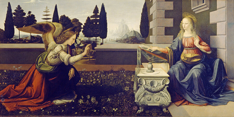 So stellte sich Leonardo da Vinci (1452-1519) vor, wie der Engel Gabriel (links) der Jungfrau Maria (rechts) verkündete, sie würde von Gott schwanger werden und Jesus zur Welt bringen. Foto: pixabay