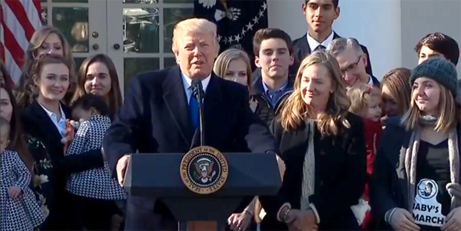Donald Trump wandte sich als erster US-Präsident in einer Videobotschaft zum 45. Marsch für das Leben in Washington. Screenshot: Facebook/The March for Life
