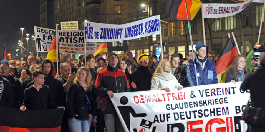 Proteste gegen die Islamisierung Deutschlands: Pegida-Demonstranten in Dresden. Foto: picture-alliance/dpa
