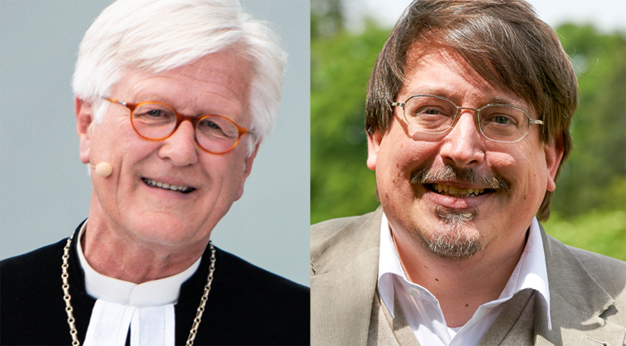 Der Landesbischof der Evangelisch-Lutherischen Kirche in Bayern, Heinrich Bedford-Strohm (li) und der Vorsitzende der Kirchlichen Sammlung um Bibel und Bekenntnis in Bayern e. V., Andreas Späth. Fotos: IDEA/Markus Pletz, Wolfgang Köbke