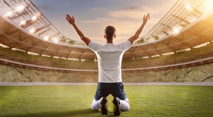 Ein Fußballspieler im Stadion. Symbolfoto: KI/Adobe Firefly