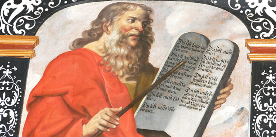 So stellte sich ein Maler die Überlieferung der Zehn Gebote (zu finden im 2. und 5. Buch Mose) durch Mose vor. Foto: pixabay.com